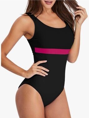 Vevarble Black One Piece Swimsuit NWT Size M Padded Shelf Bra